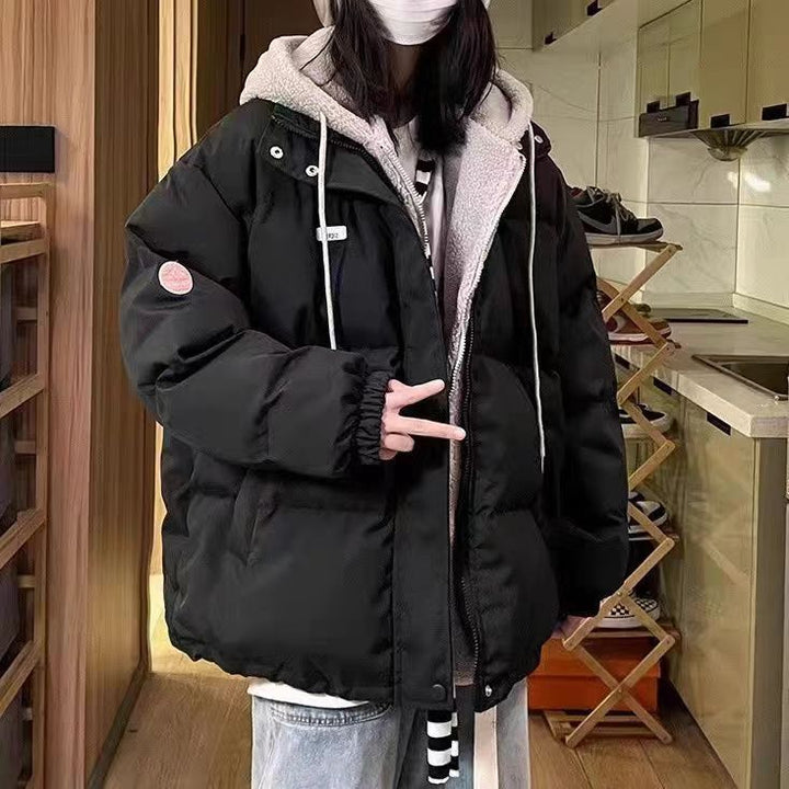 Damen Modische und gefütterte Pufferjacke mit hohem Kragen und großen Taschen Drune