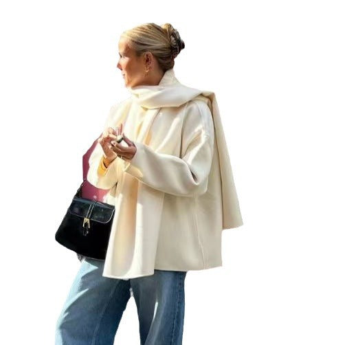 Damen elegante Oversized Jacke mit voluminösem Kragen Drune