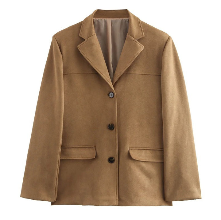 Damen schicke Blazerjacke aus weichem Material mit praktischen Taschen Drune