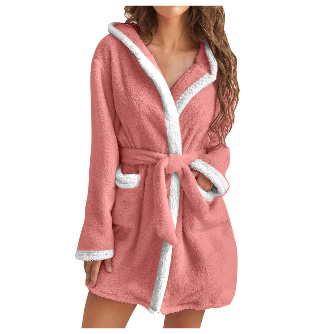 Damen Kuscheliger Bademantel mit weichem Sherpa-Futter und praktischen Taschen Drune