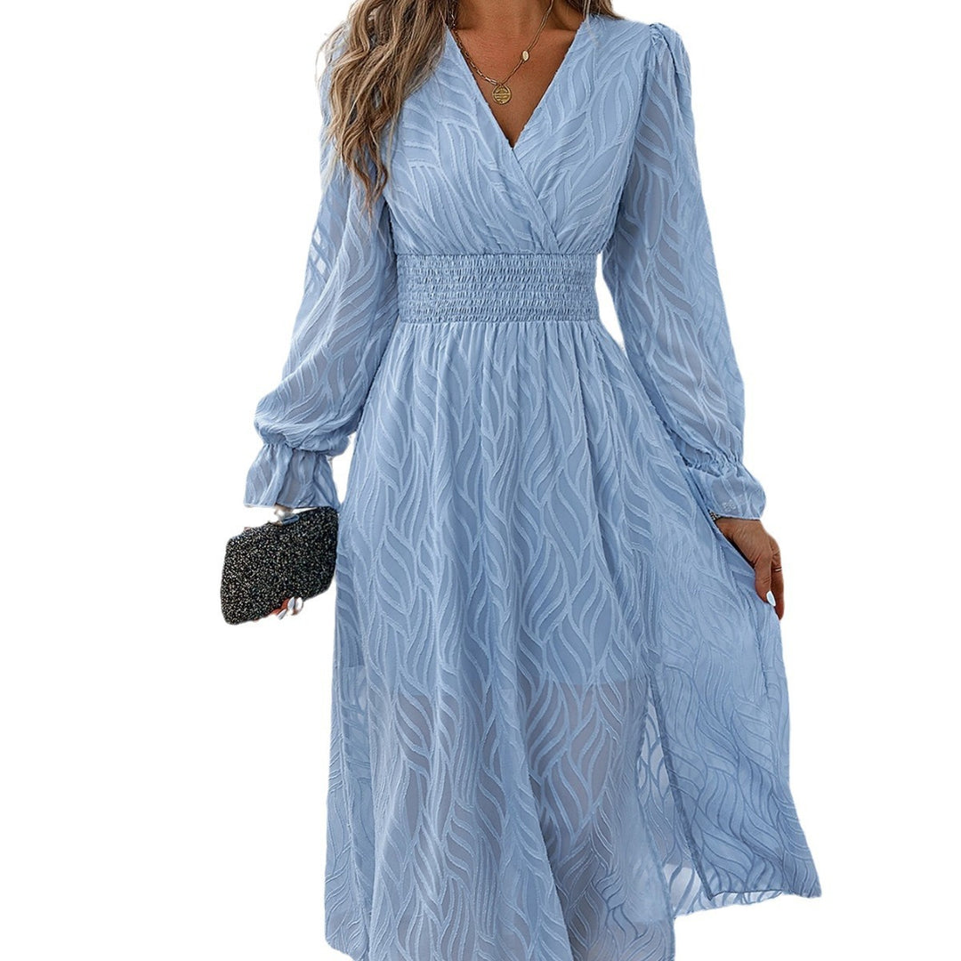 Damen Elegantes Maxikleid mit dekorativem V-Ausschnitt und Rüschendetails Drune