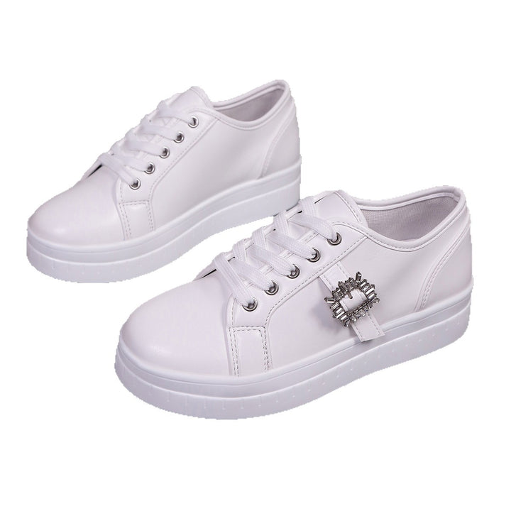 Damen Plateau‑Sneaker mit Metallic‑Obermaterial, dekorativer Strass‑Schließe und gepolsterter Komfortsohle Drune