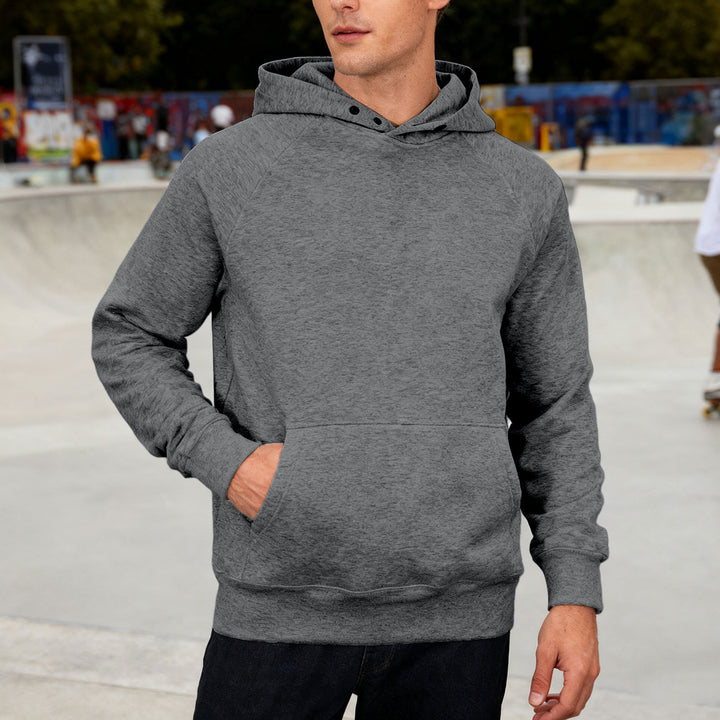 Herren nan Sweatstoff Kapuzenpullover mit Raglanärmeln, Kängurutasche und verstärktem Saum Drune
