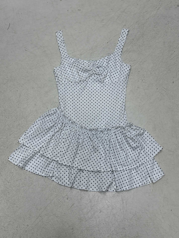 Damen Sonniges Kleid mit charmantem Rüschensaum und verspieltem Punkten Drune