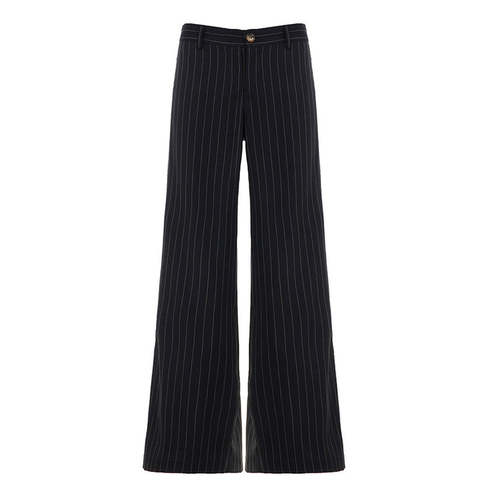 Damen Hochtaillierte Nadelstreifen-Hose mit weitem Schlag und Bundfalten Drune