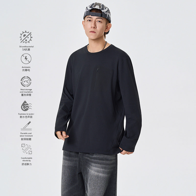 Herren Funktions-Langarmshirt mit Brust-Reißverschlusstasche und atmungsaktivem Performance-Jersey Drune