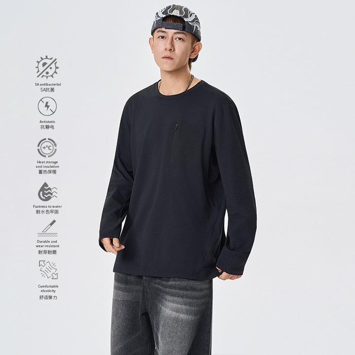 Herren Funktions-Langarmshirt mit Brust-Reißverschlusstasche und atmungsaktivem Performance-Jersey Drune