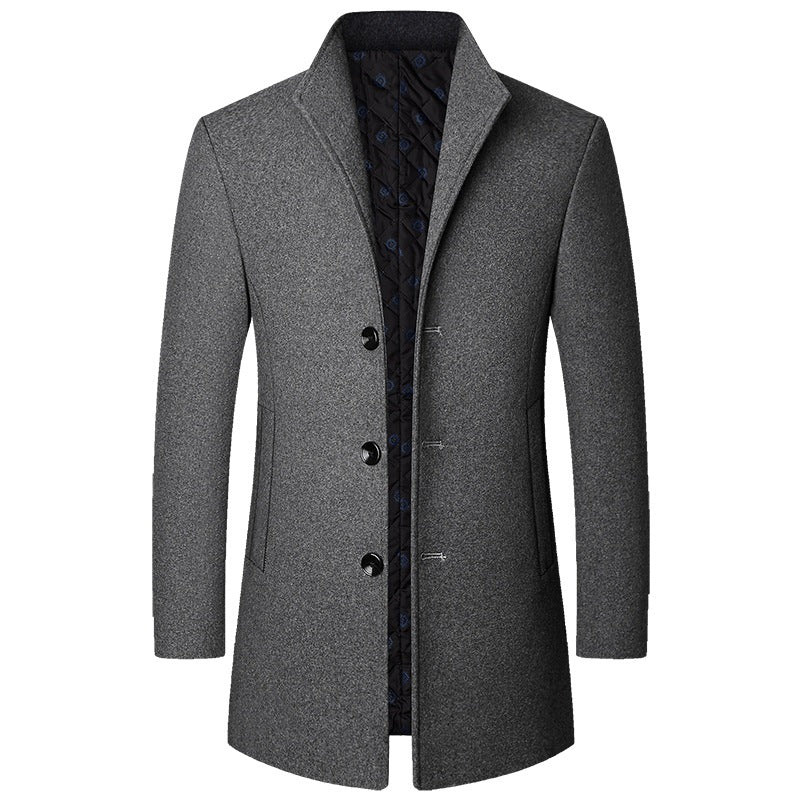 Herren Eleganter Kurzmantel aus Wollmischung mit gesteppter Innenlage und schlankem Stehkragen Drune