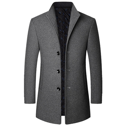 Herren Eleganter Kurzmantel aus Wollmischung mit gesteppter Innenlage und schlankem Stehkragen Drune