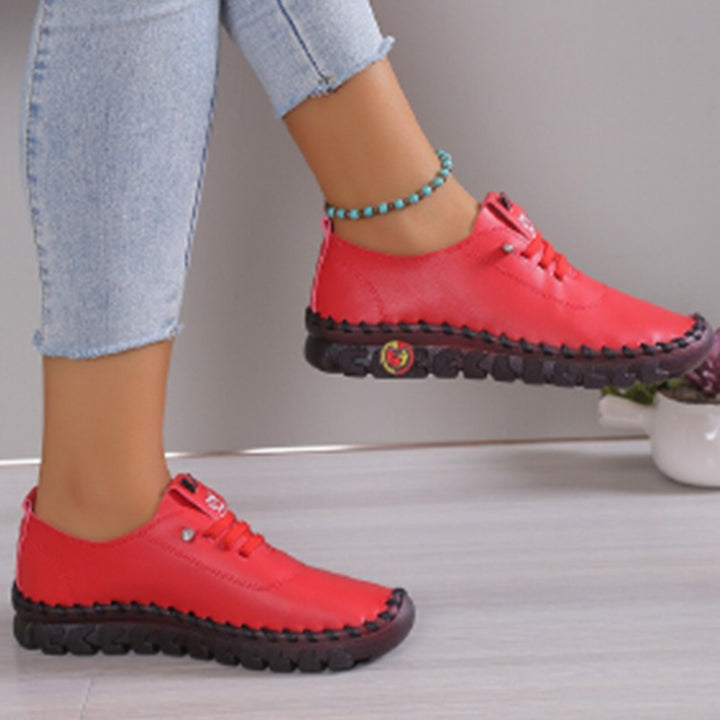 Damen Leichter, weicher Slipper mit handgenähter Gummisohle und elastischer Schnürung Drune