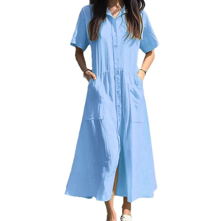 Damen Midi-Kleid mit Knopfleiste und praktischen Taschen Drune