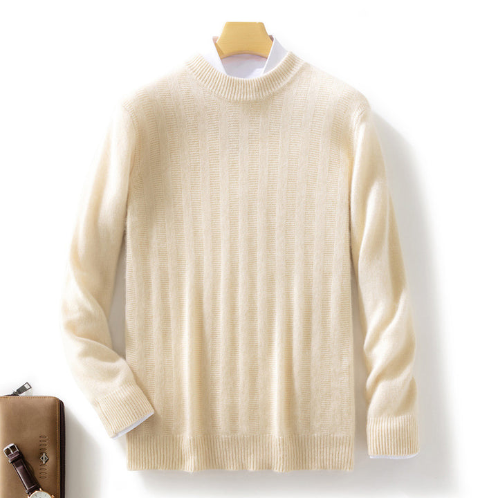 Herren Feinstrickpullover mit kurzem Stehkragen, strukturierter Längsrippe und schlanker Passform Drune