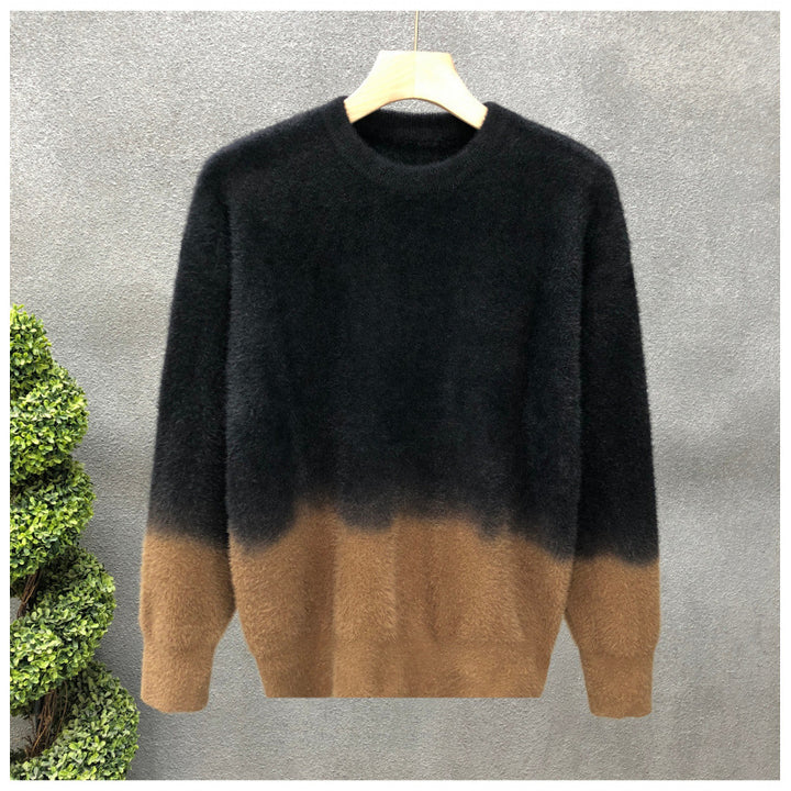 Herren Flauschiger Farbverlauf-Pullover aus Mohair-Mix mit Rundhals und geradem Schnitt Drune