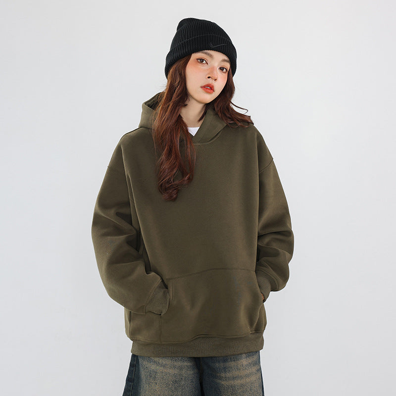 Unisex Oversize Kapuzenpullover aus schwerem Scuba‑Fleece mit Kängurutasche Drune