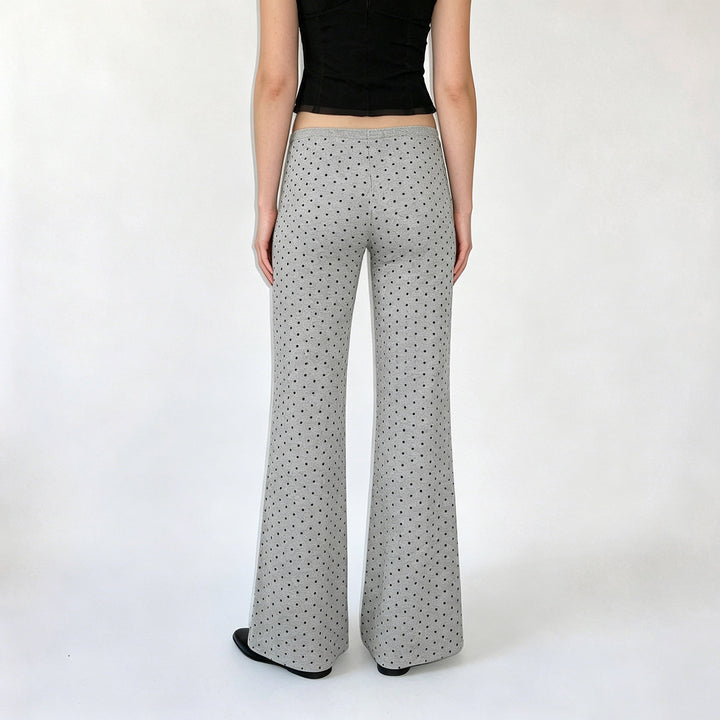 Damen Weite Lounge‑Hose mit Tunnelzug, hoher Taille und Polka‑Dot Struktur Drune