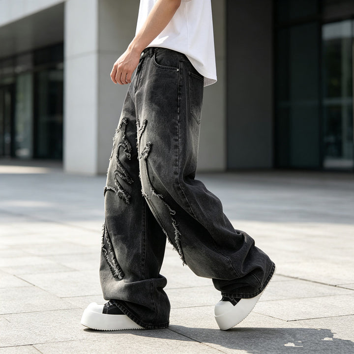 Herren Weit geschnittene Destroyed Jeans Drune
