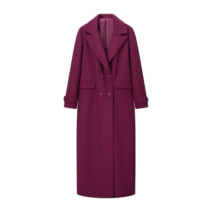 Damen Maxilanger zweireihiger Mantel mit Oversize-Revers und Ärmelriegeln Drune