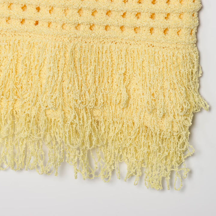 Femme strukturiertes Strickärmelloses Top mit Fransenabschluss Drune