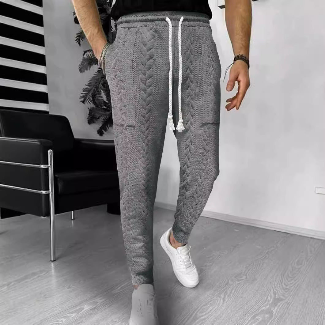 Drune | Jogginghosen Lockere Passform Strukturiertes Strickmaterial Kordelzug Taschen