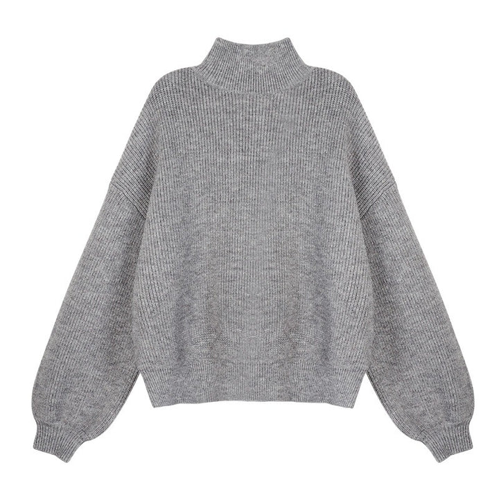Damen Oversized Pullover mit Stehkragen Drune