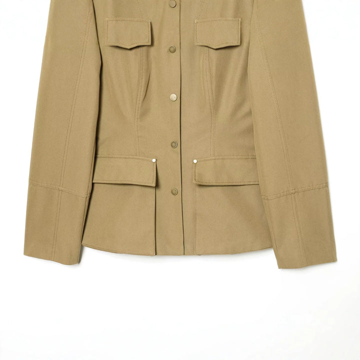 Damen Utility-Jacke mit Stehkragen, Pattentaschen und Schulterklappen Drune