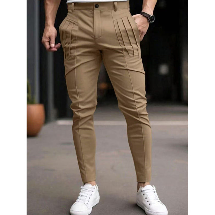 Herren stylische Slim-Fit Anzughose mit plissiertem Design Drune
