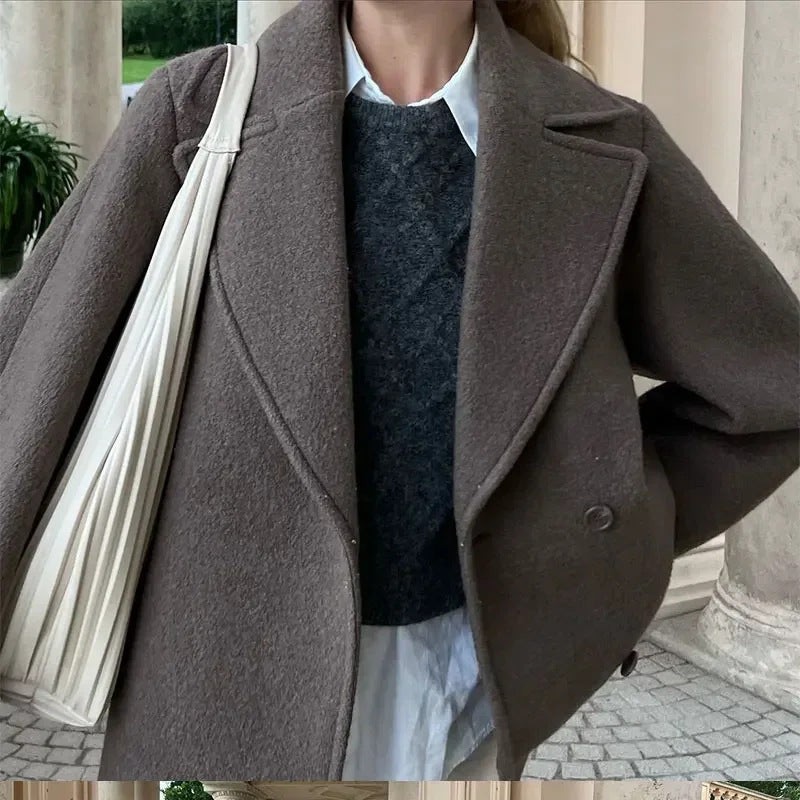 Damen Oversized Wollmantel Drune