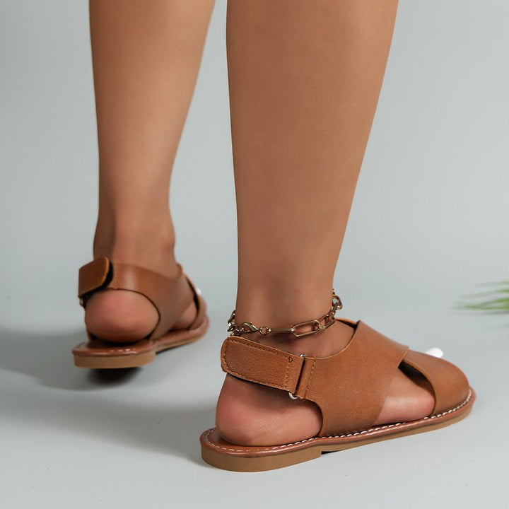 Damen Riemchen-Sandalen mit eleganten Kreuzriemen und modischem Schmuckdetail Drune