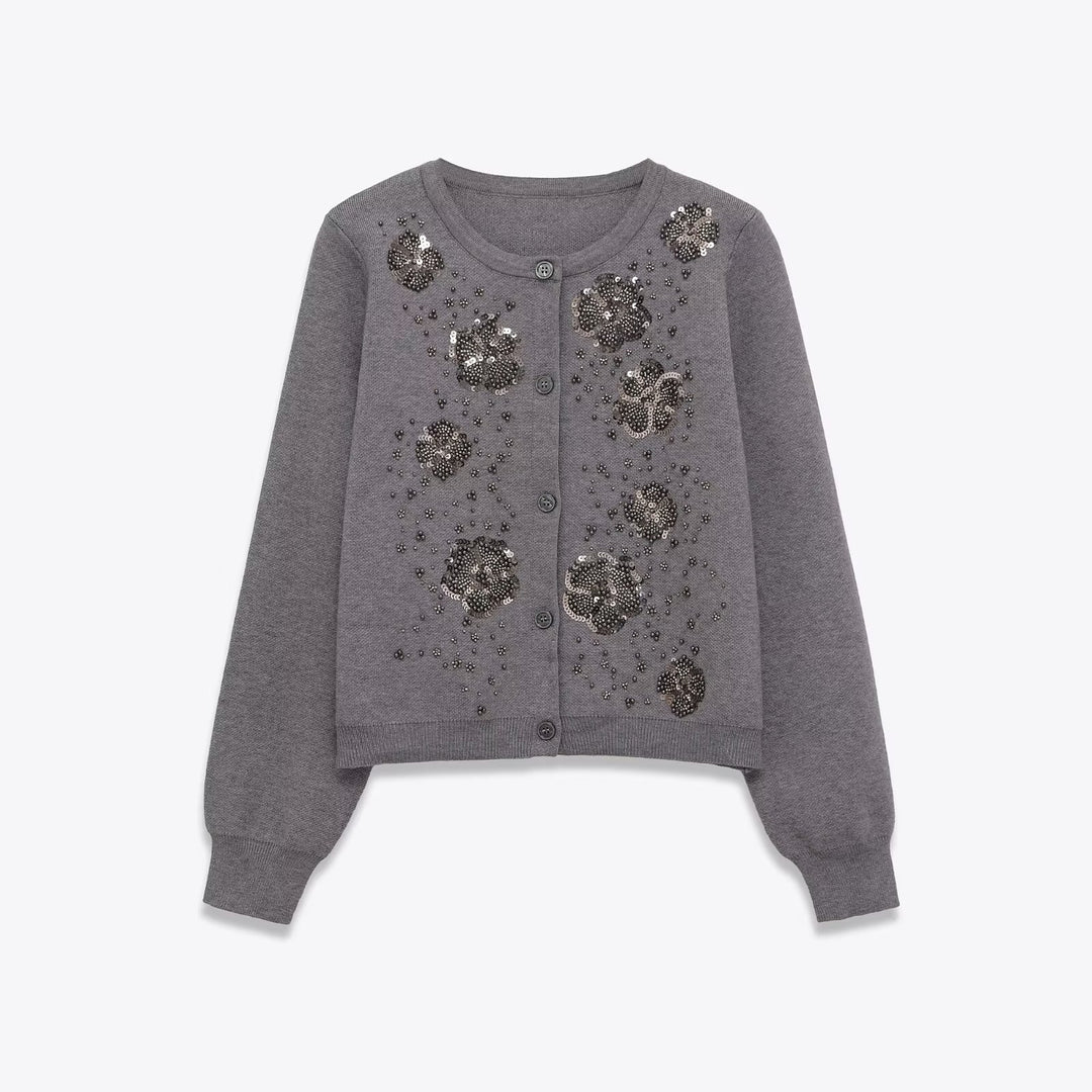 Damen Strickjacke mit glitzernden Blütendetails Drune