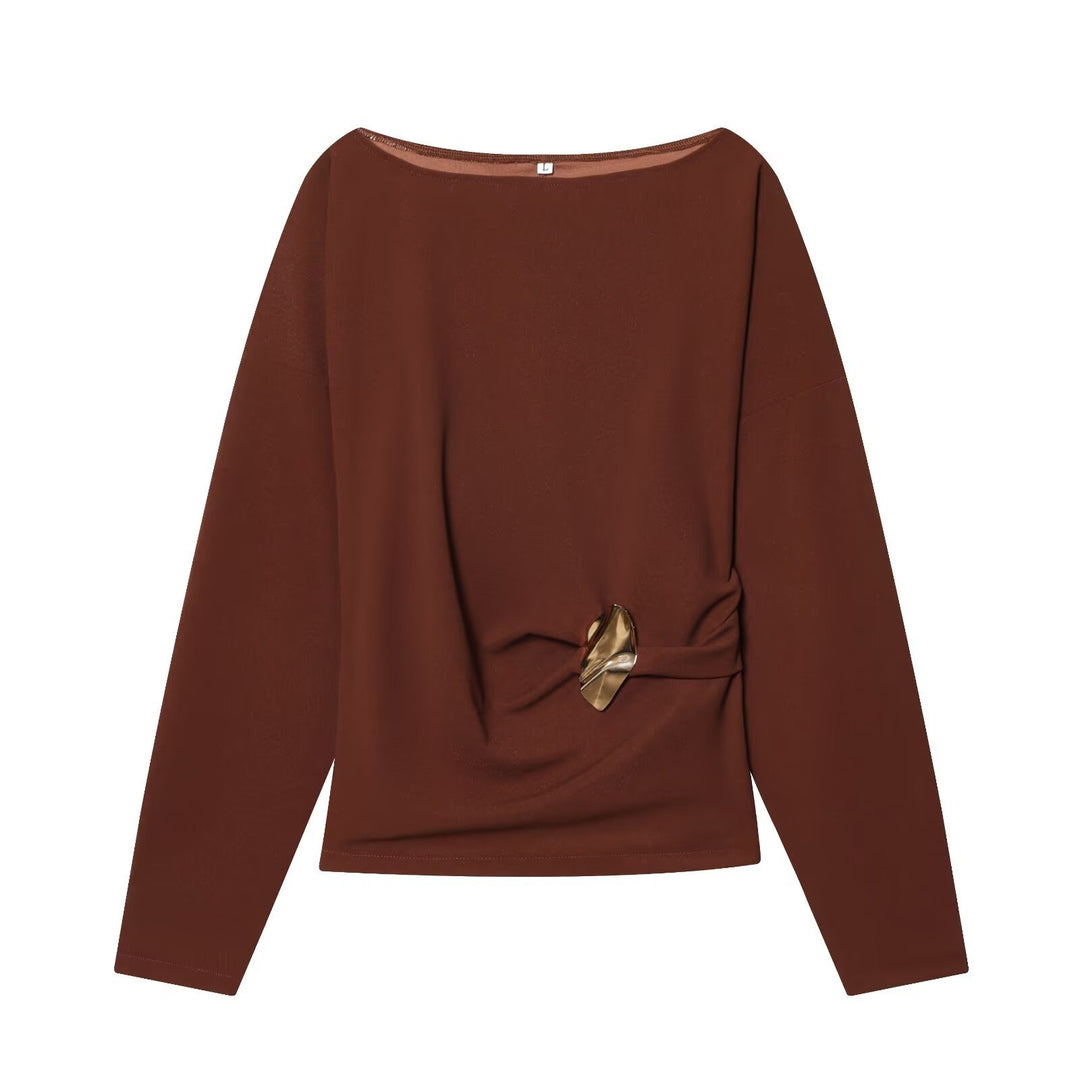 Damen Zweiteiliges Loungewear-Set mit gedrehtem Saumdetail und weiter Highwaist-Hose Drune