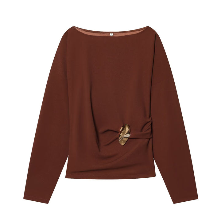 Damen Zweiteiliges Loungewear-Set mit gedrehtem Saumdetail und weiter Highwaist-Hose Drune