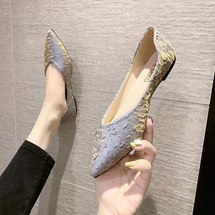 Damen Ballerinas mit spitz zulaufendem Design und strukturiertem Obermaterial Drune