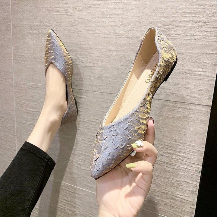 Damen Ballerinas mit spitz zulaufendem Design und strukturiertem Obermaterial Drune