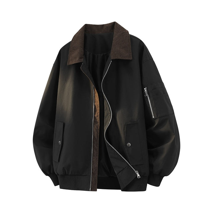 Herren Modische Bomberjacke mit Cordkragen Drune