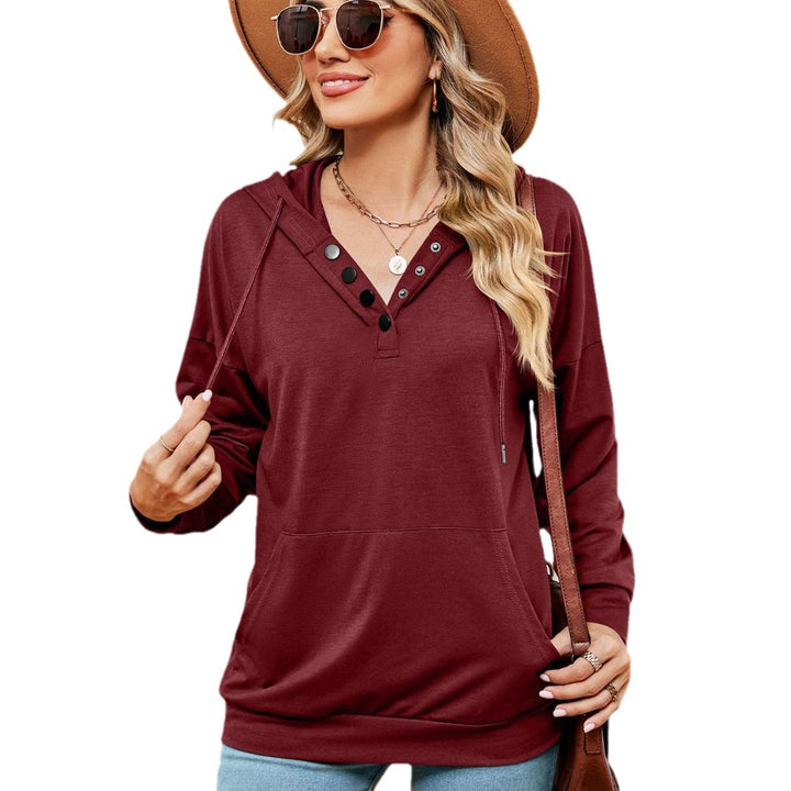 Damen Kapuzenpullover mit modischen Knopfdetails Drune