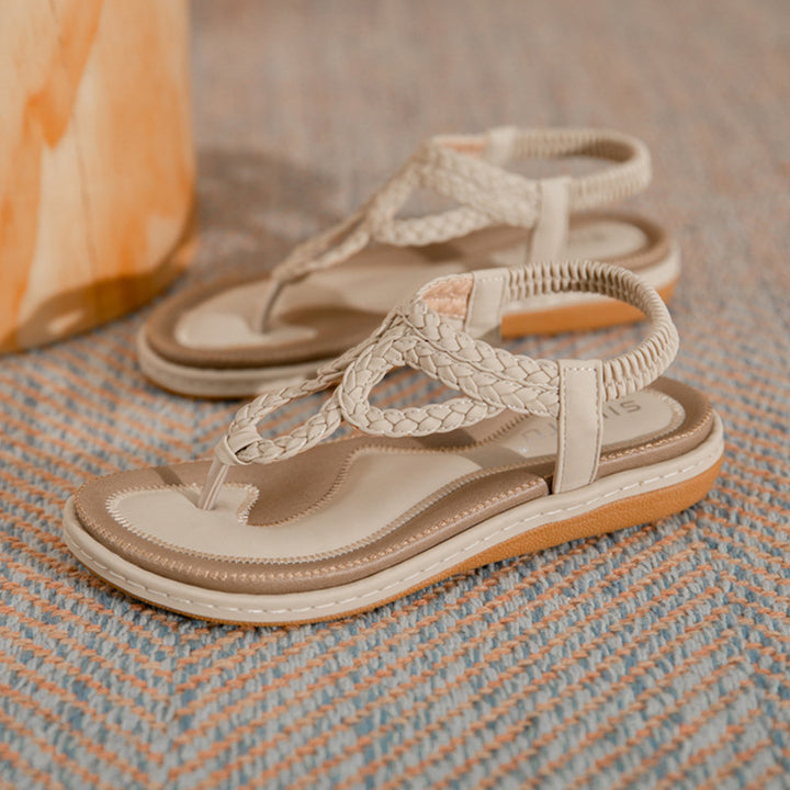 Damen geflochtene Sandalen mit anatomisch geformtem Fußbett Drune