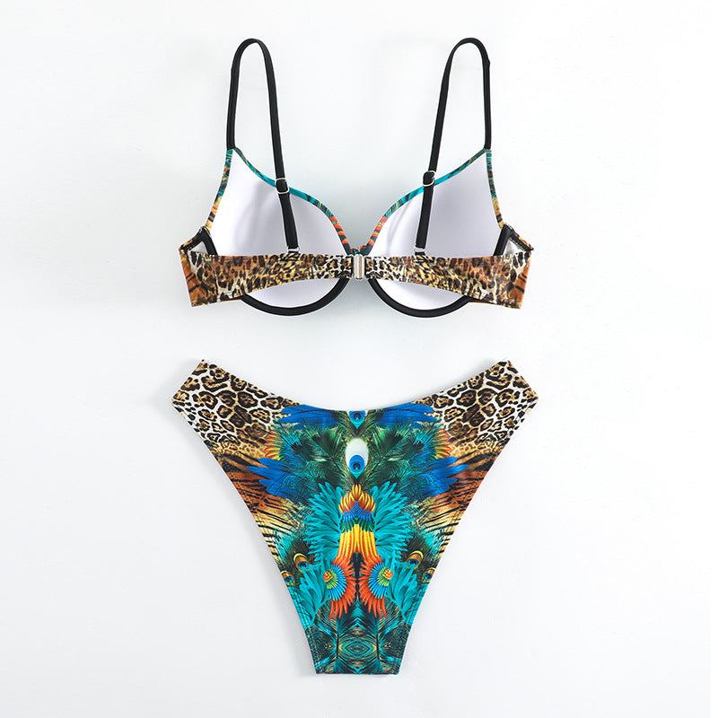 Damen Triangel-Bikini-Set mit modischem Schmuckdetail und verstellbaren Trägern Drune