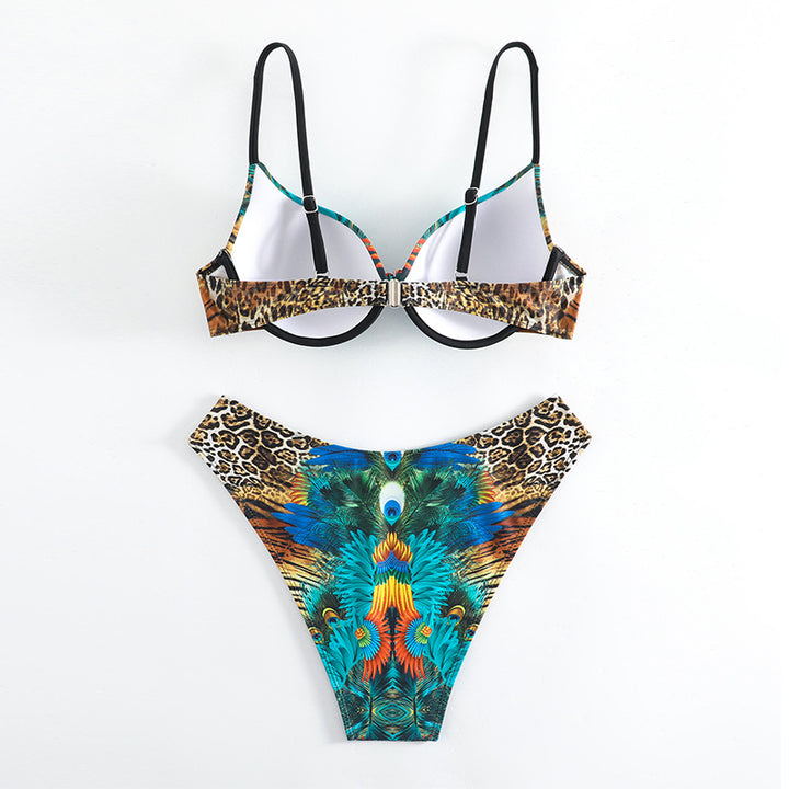 Damen Triangel-Bikini-Set mit modischem Schmuckdetail und verstellbaren Trägern Drune