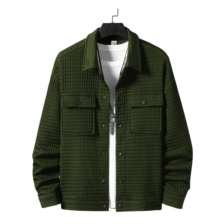 Herren nan gesteppte Overshirtjacke mit quadratischer Steppstruktur und aufgesetzten Brusttaschen Drune