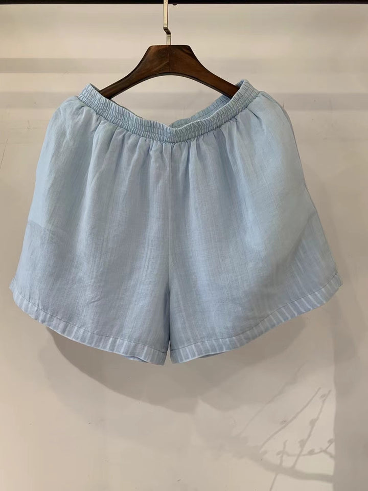 Damen Leichte Hoch-taillierte Leinen Shorts Drune