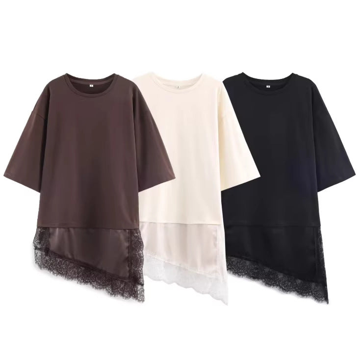 Damen 20+ Oversized Boxy Longshirt mit asymmetrischem Spitzen‑Saum Drune