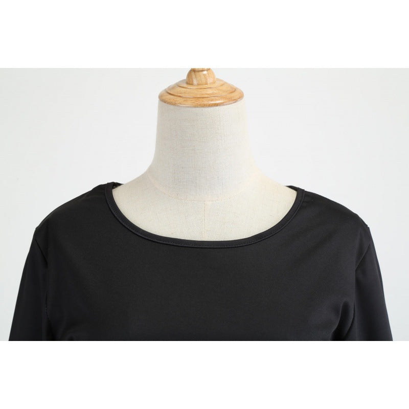 Damen Festliches A-Linien-Kleid mit Weihnachtsprint, Langarm und ausgestelltem Rock Drune