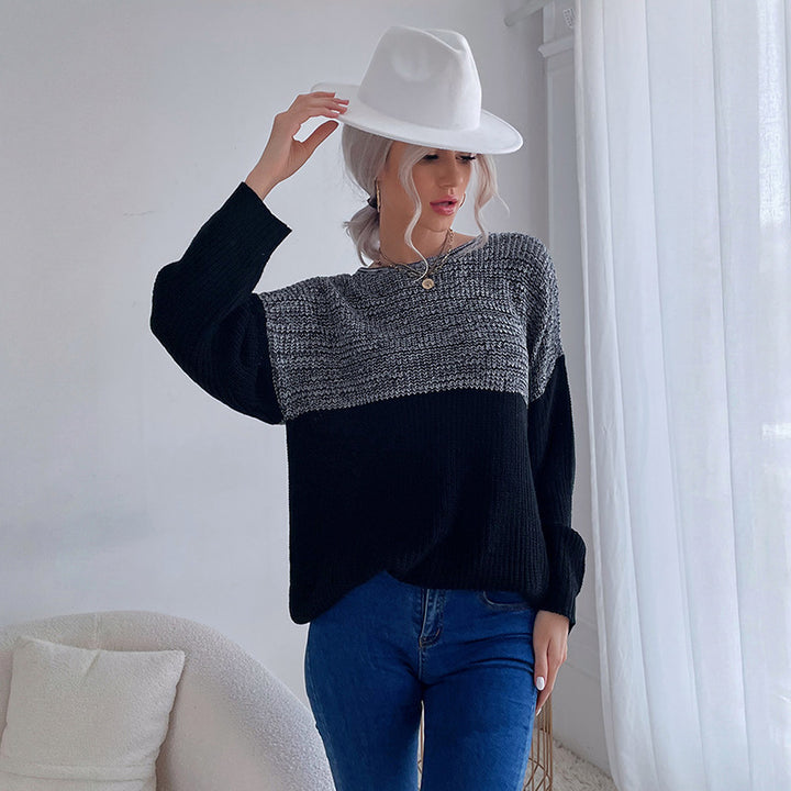 Damen Oversize Wollmix-Pullover mit Carmenausschnitt, Strukturstrick und lässiger Tunika-Silhouette Drune