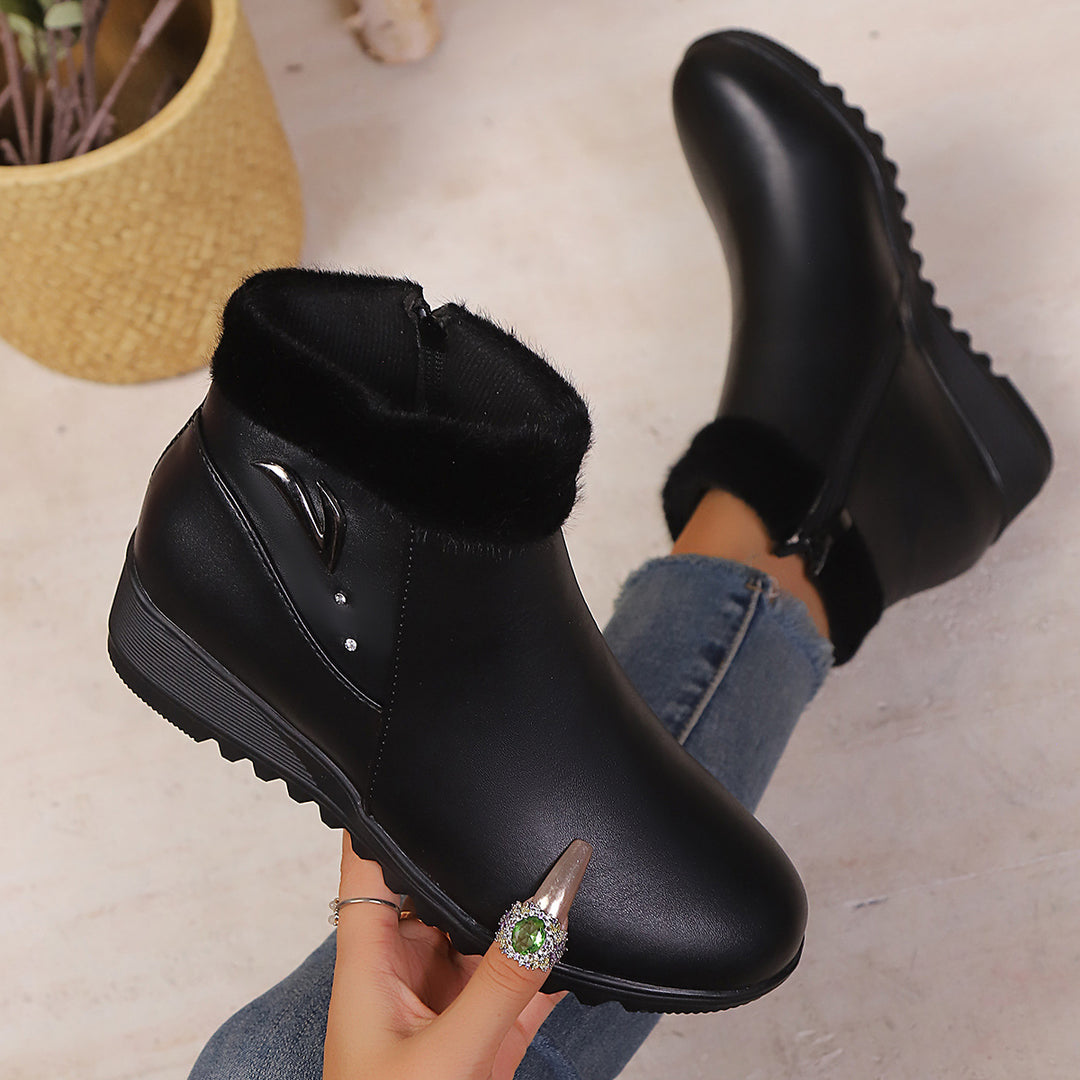 Damen Wedge-Stiefeletten mit weichem Innenfutter und modischem Reißverschluss Drune