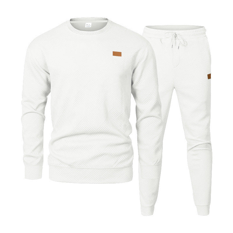 Herren Feinstrukturiertes Lounge-Set mit Rundhals-Pullover & schmaler Jogginghose Drune