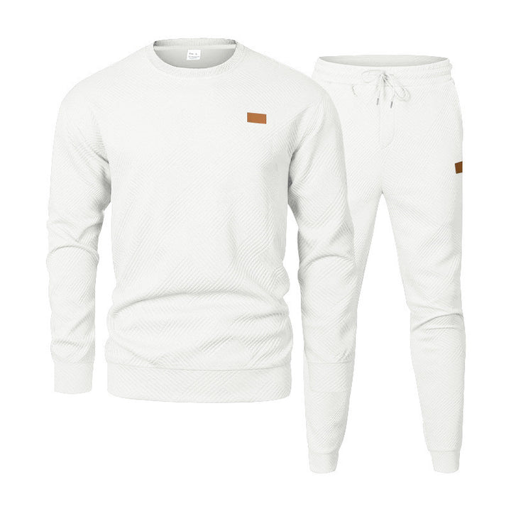 Herren Feinstrukturiertes Lounge-Set mit Rundhals-Pullover & schmaler Jogginghose Drune