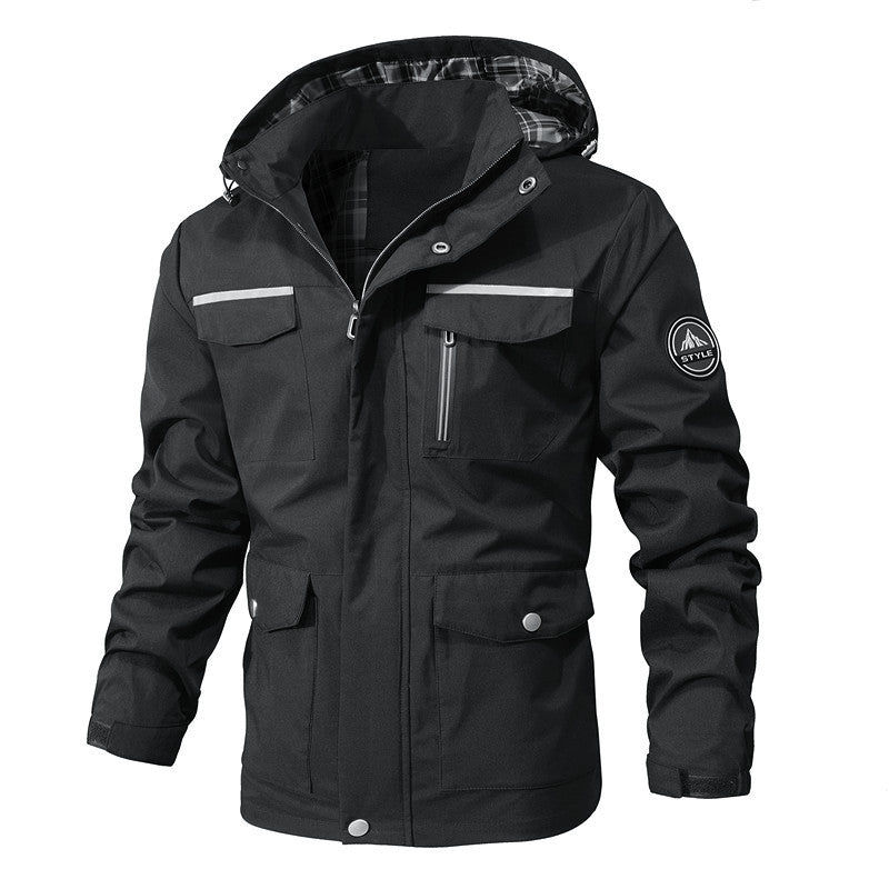 Herren Outdoor-Fieldparka mit wasserabweisender Außenhülle kariertem Innenfutter und reflektierenden Details Drune