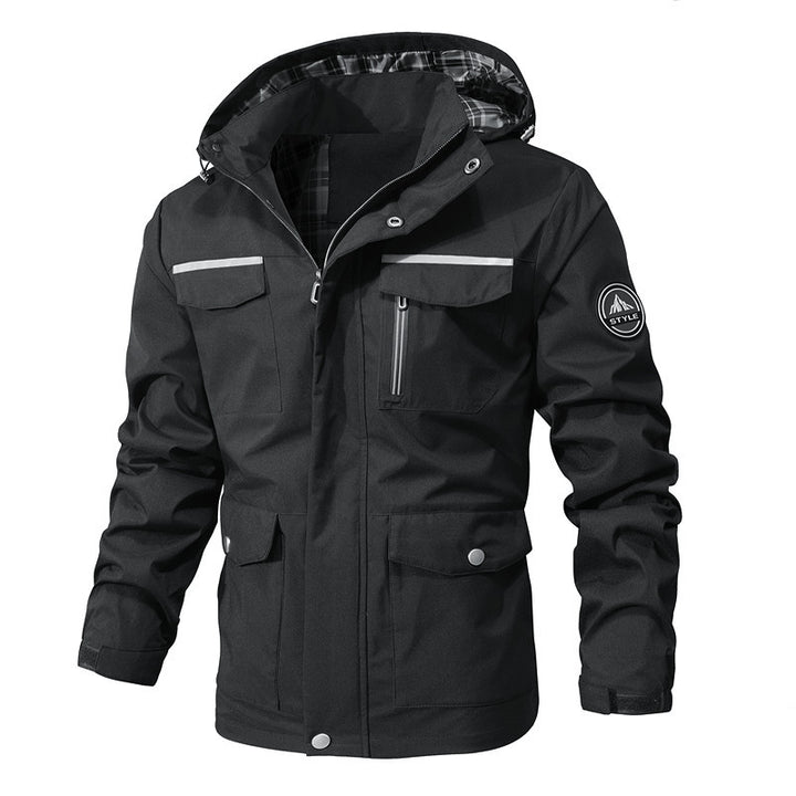 Herren Outdoor-Fieldparka mit wasserabweisender Außenhülle kariertem Innenfutter und reflektierenden Details Drune