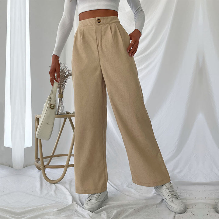 Damen Elegante Hochwaisted Hose mit weitem Bein Drune
