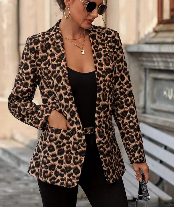 Damen Blazer im trendigen Animal-Print mit elegantem Revers und praktischen Taschen Drune